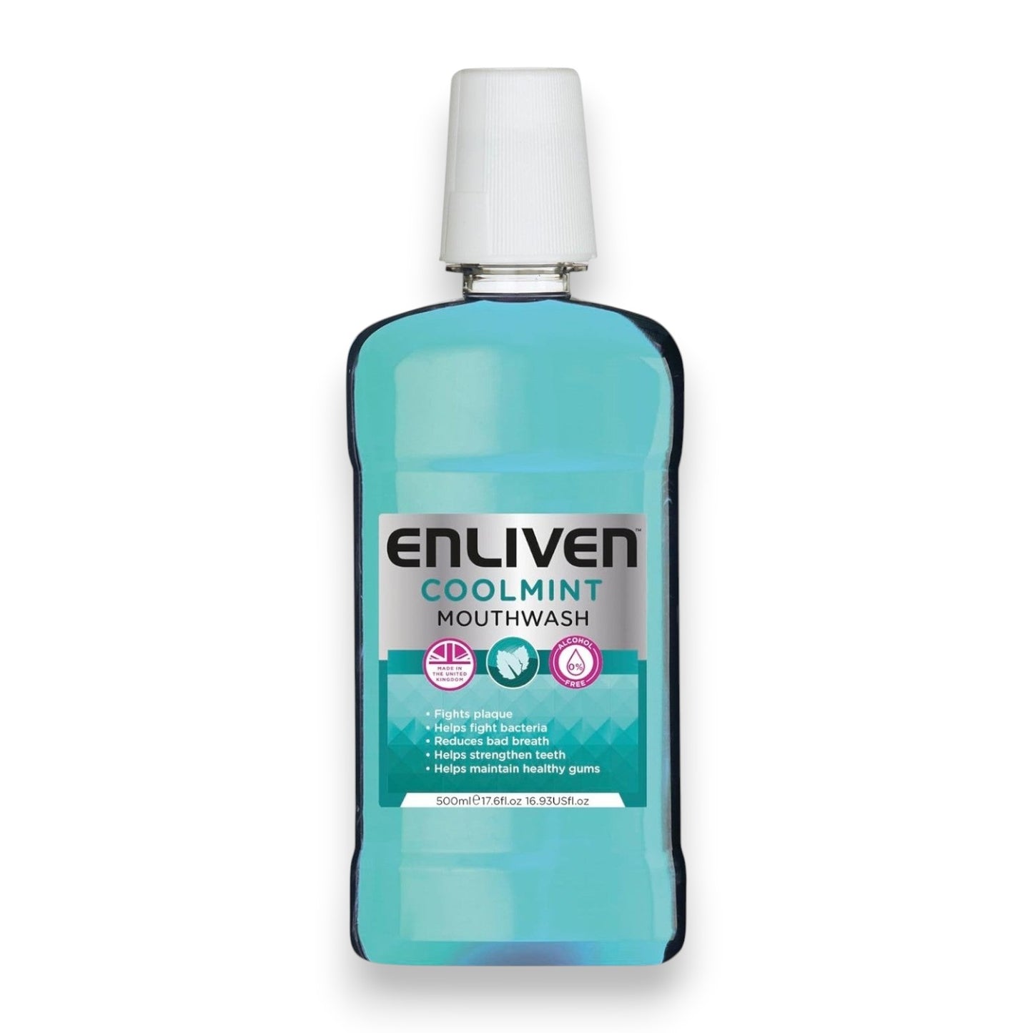 Said Salem Enliven Cool Mint mouthwash in a 500ml blue bottle with a white cap for fresh breath and oral hygiene