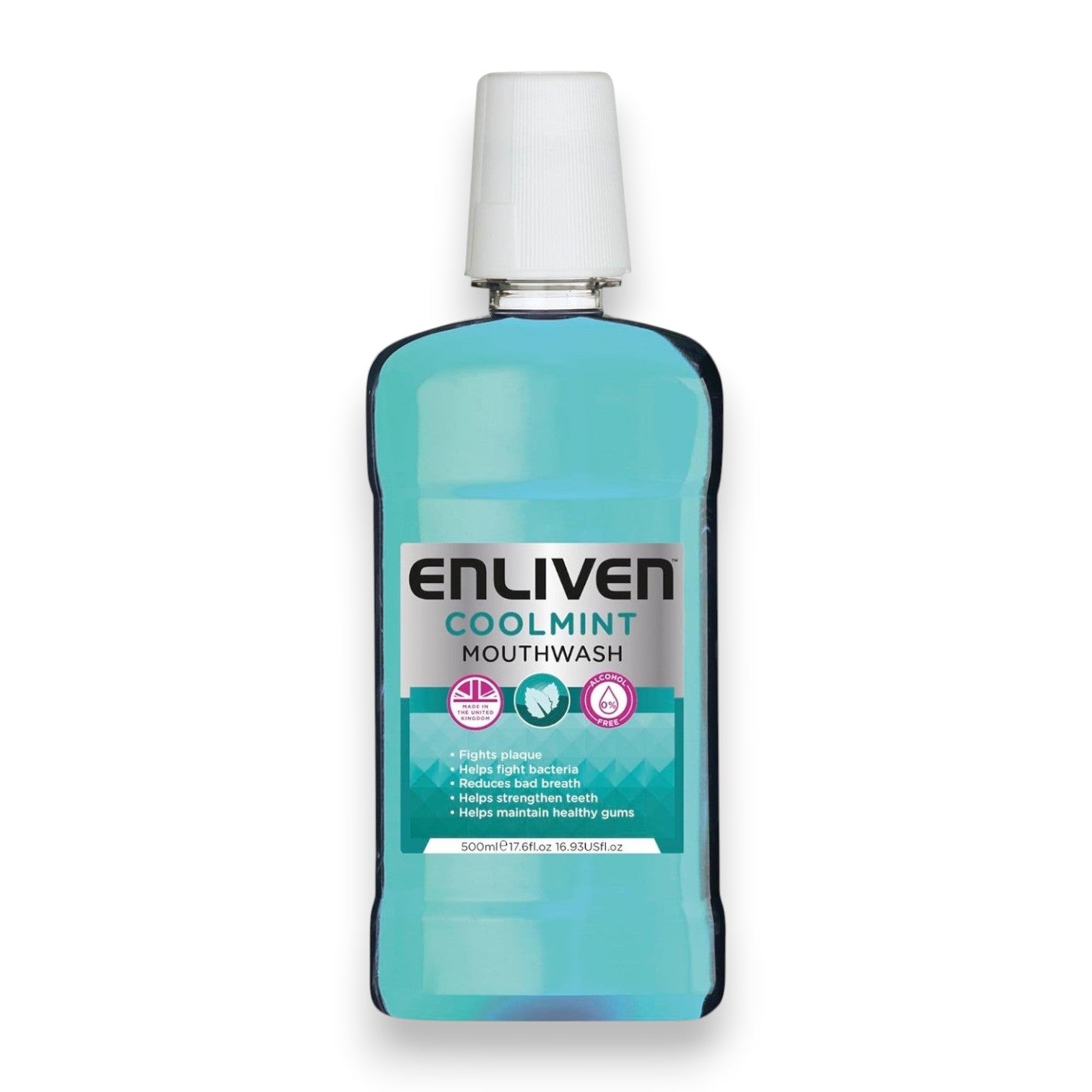 Said Salem Enliven Cool Mint mouthwash in a 500ml blue bottle with a white cap for fresh breath and oral hygiene