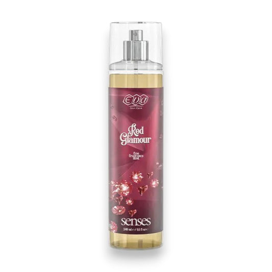 Said Salem Eva Skin Care Senses Red Glamor body mist in a 240ml clear spray bottle with floral and gem graphics.