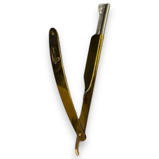 Said Salem Pakistanian Blade Code 4450 professional straight razor with a polished gold-tone finish and ergonomic grip