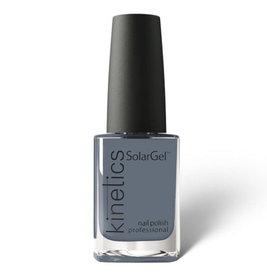 Said Salem KINETICS SolarGel No. 611 grey nail polish in a glass bottle with a black cap for a high-gloss finish.