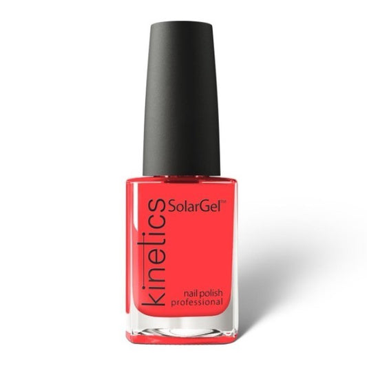 Said Salem KINETICS Solar Gel No.653 vibrant red nail polish in a glass bottle with a professional gel-like finish.