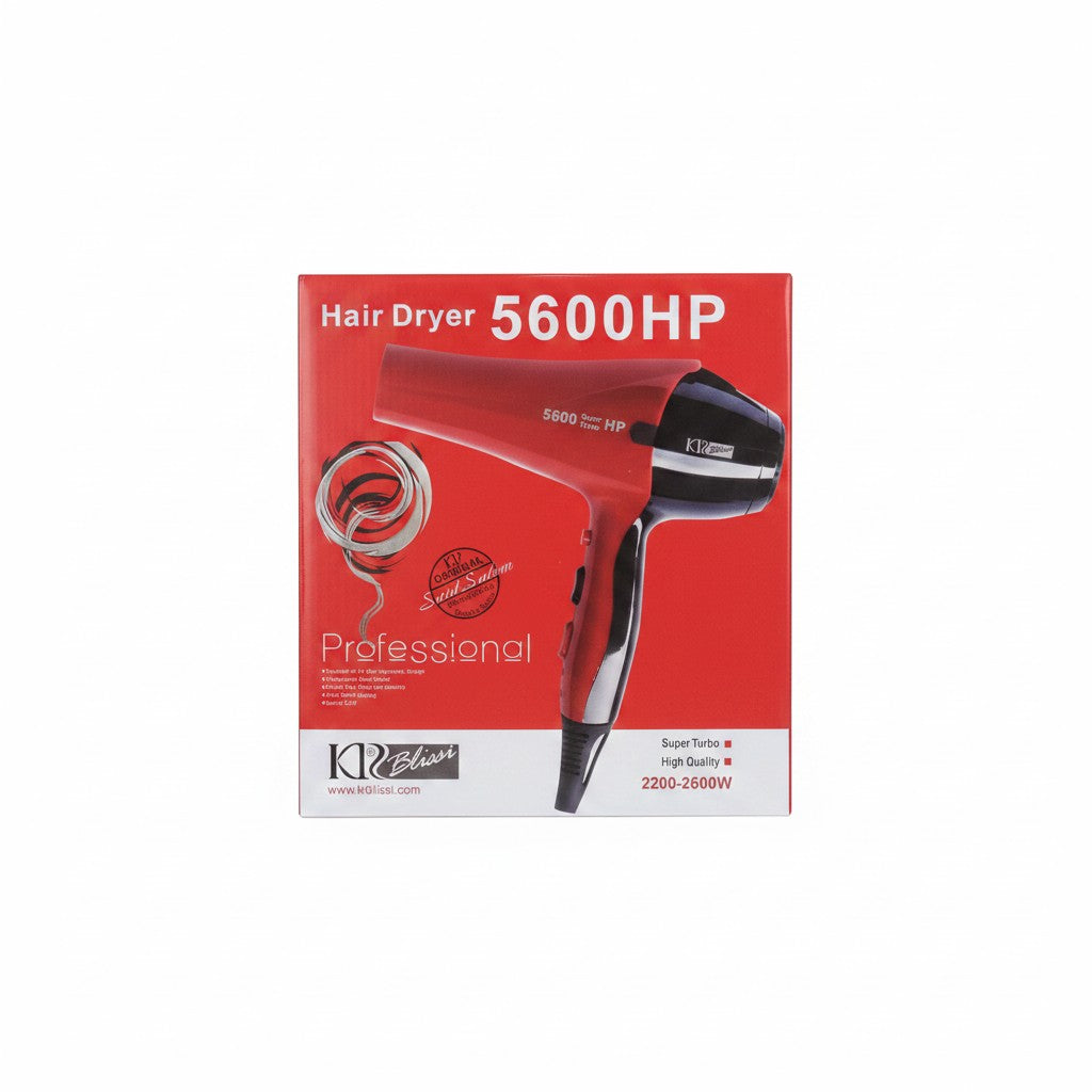 Said Salem KR Hair Dryer 5600HP professional red and black with 2200-2600W power
