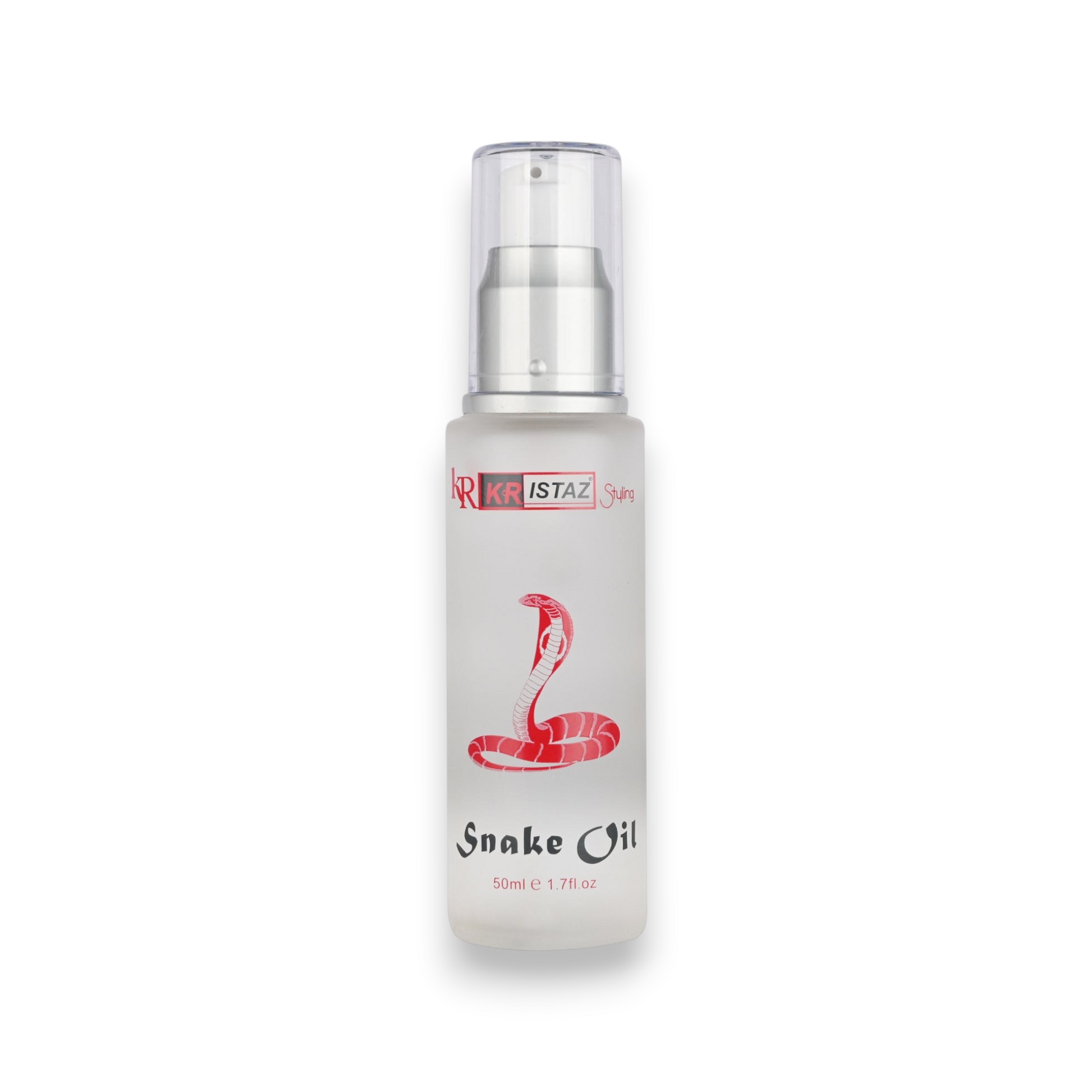 Said Salem KR ISTAZ Snake Oil hair repair serum in a 50ml frosted pump bottle for frizz control and split ends.