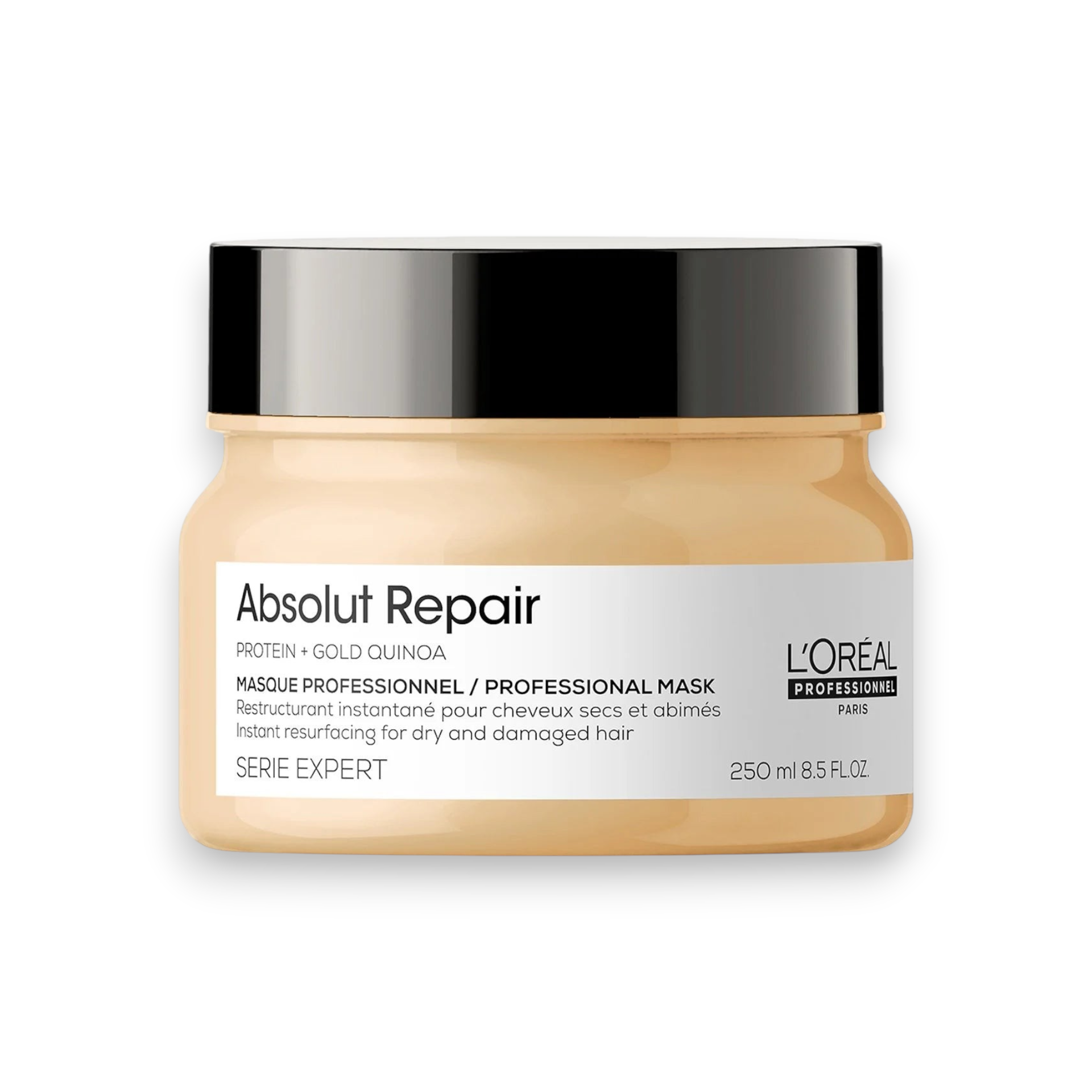 Said Salem L'Oréal Professionnel Absolut Repair hair mask in a 250ml jar for dry and damaged hair treatment.