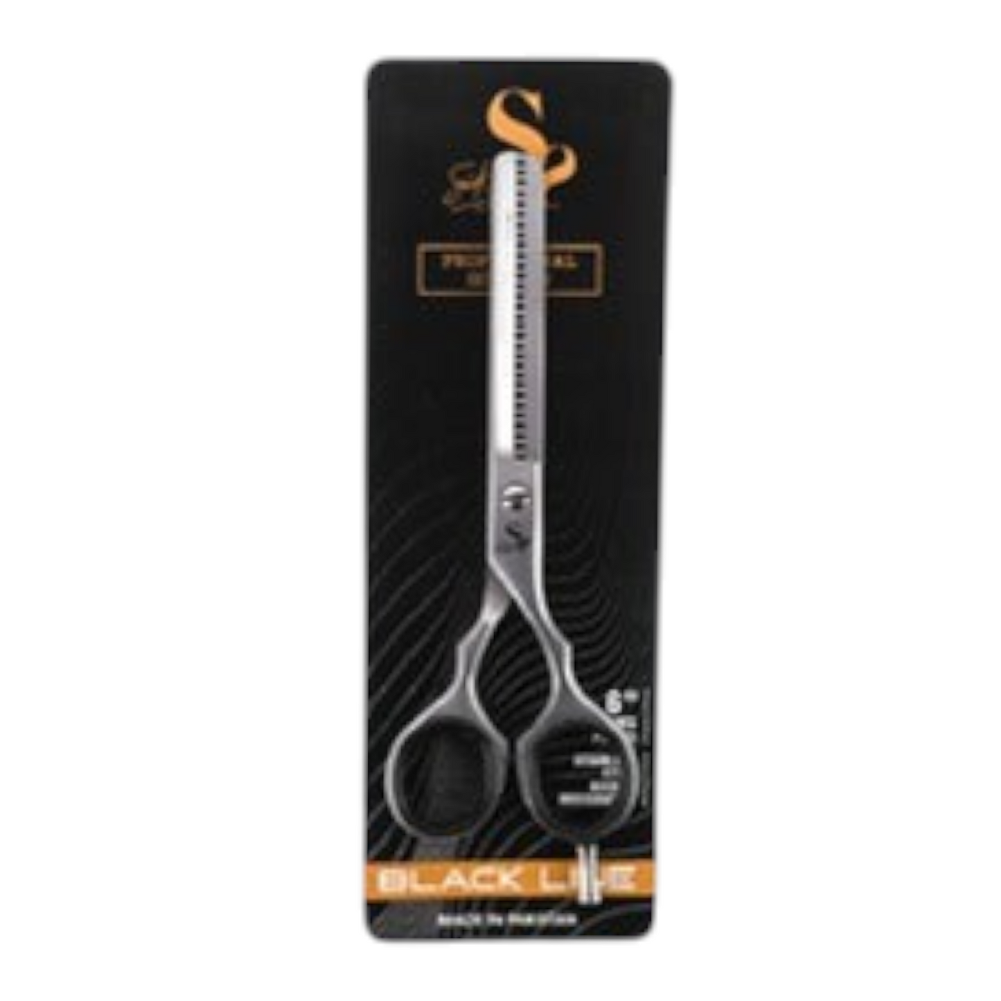 Said Salem professional 6-inch thinning hair scissors with silver stainless steel blades and ergonomic black handles