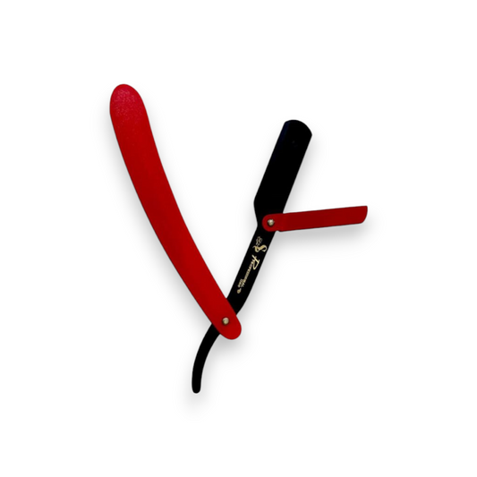 Said Salem professional straight razor with a red handle and black blade, designed for precision shaving.