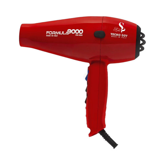 Said Salem Tecno Dry Formula 9000 red professional hair dryer with two black concentrator nozzles