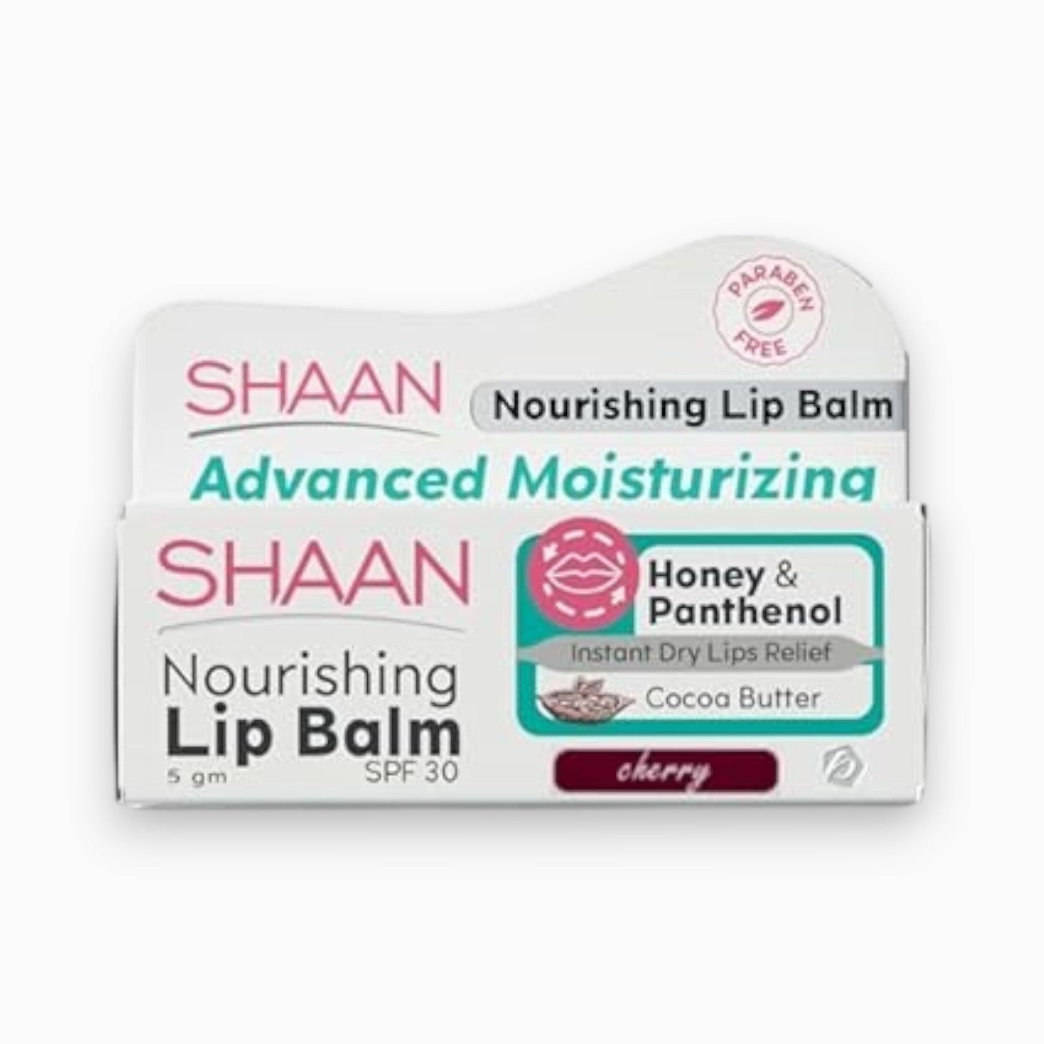 Said Salem SHAAN Cherry lip balm with SPF 30 for moisturizing dry lips with cocoa butter and panthenol