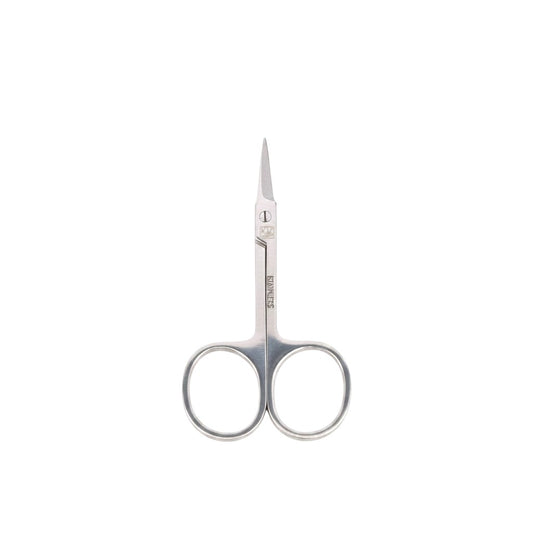 Said Salem stainless steel eyebrow scissors with a sleek silver finish and precision blades for grooming.