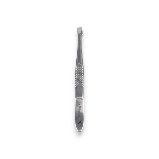 Said Salem professional stainless steel grooming tweezers with precision-aligned tips and textured chevron grip.