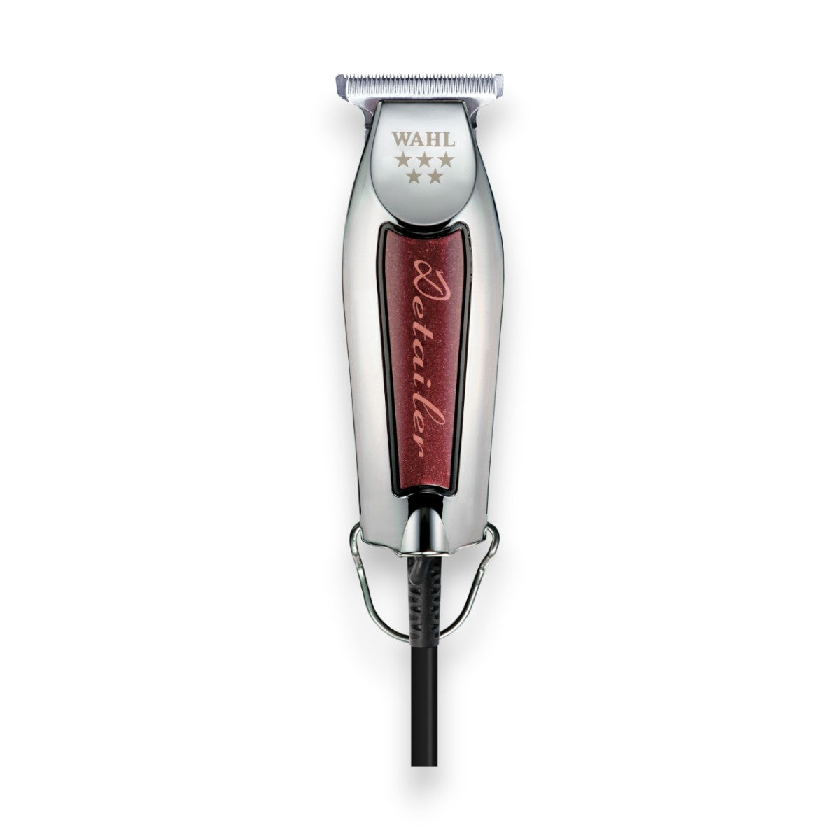 Said Salem Wahl 5 Star Series Detailer corded trimmer with a silver chrome body and red textured grip