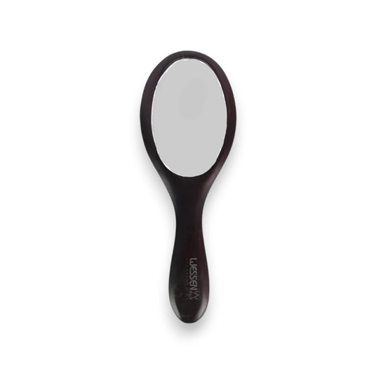 Said Salem Wessen black handheld oval pedicure mirror for easy foot care and inspection