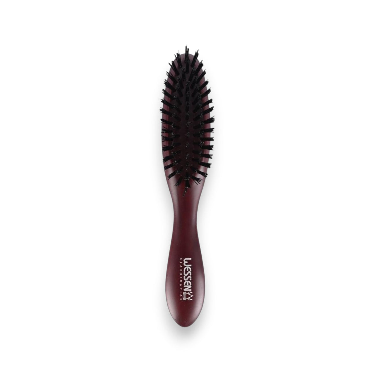 Said Salem Wessen burgundy hair brush with nylon and natural bristles for gentle detangling and smooth styling.