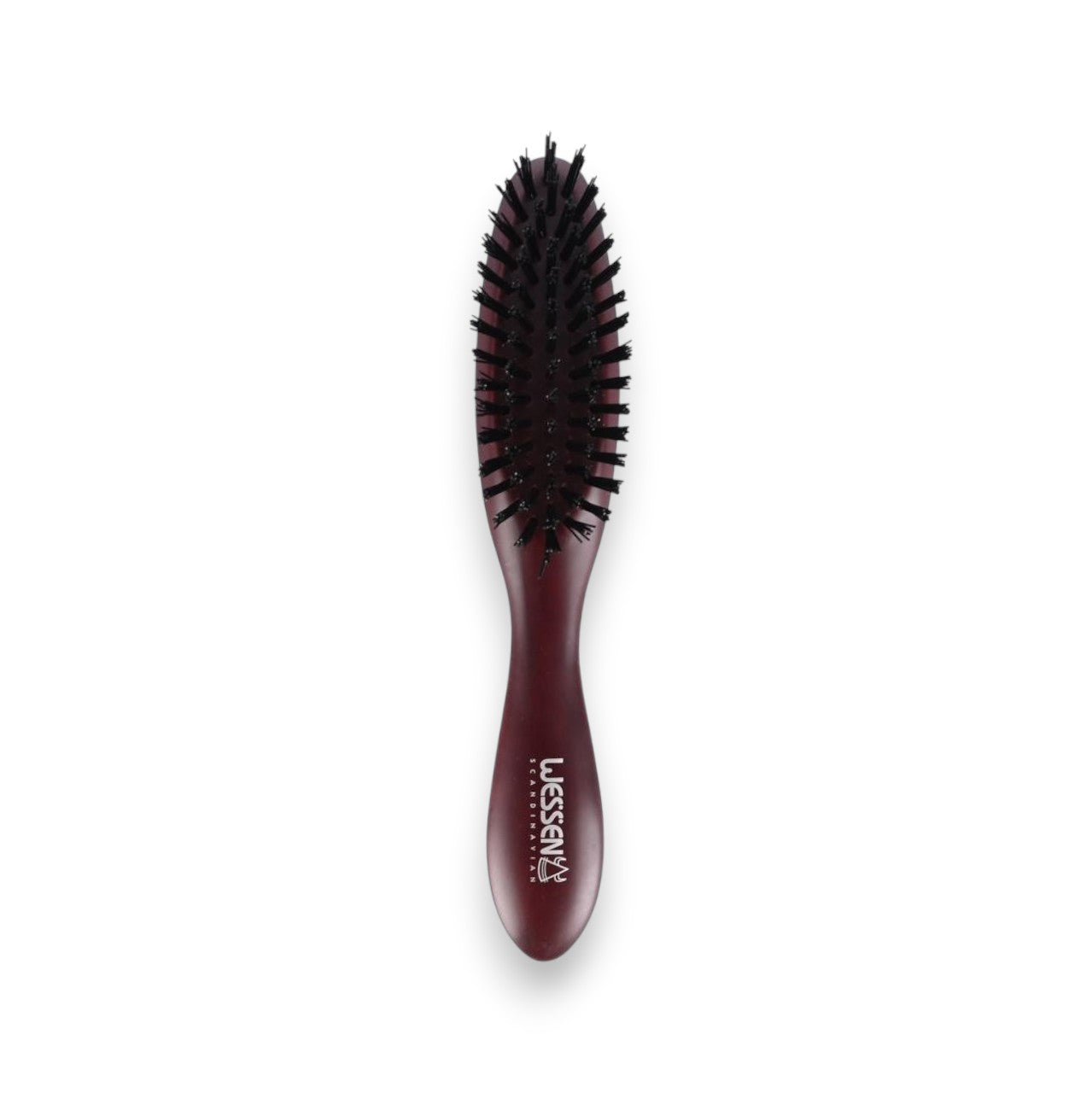 Said Salem Wessen burgundy hair brush with nylon and natural bristles for gentle detangling and smooth styling.