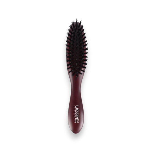 Said Salem Wessen burgundy hair brush with nylon and natural bristles for gentle detangling and smooth styling.