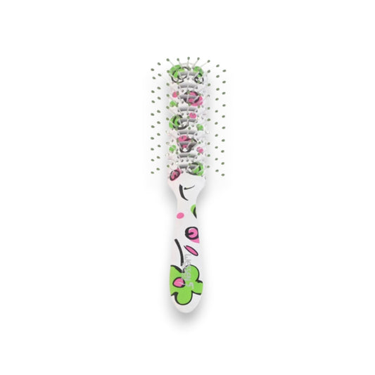 Said Salem Wessen large paddle hairbrush with a vibrant floral pattern, white base, and soft detangling bristles.