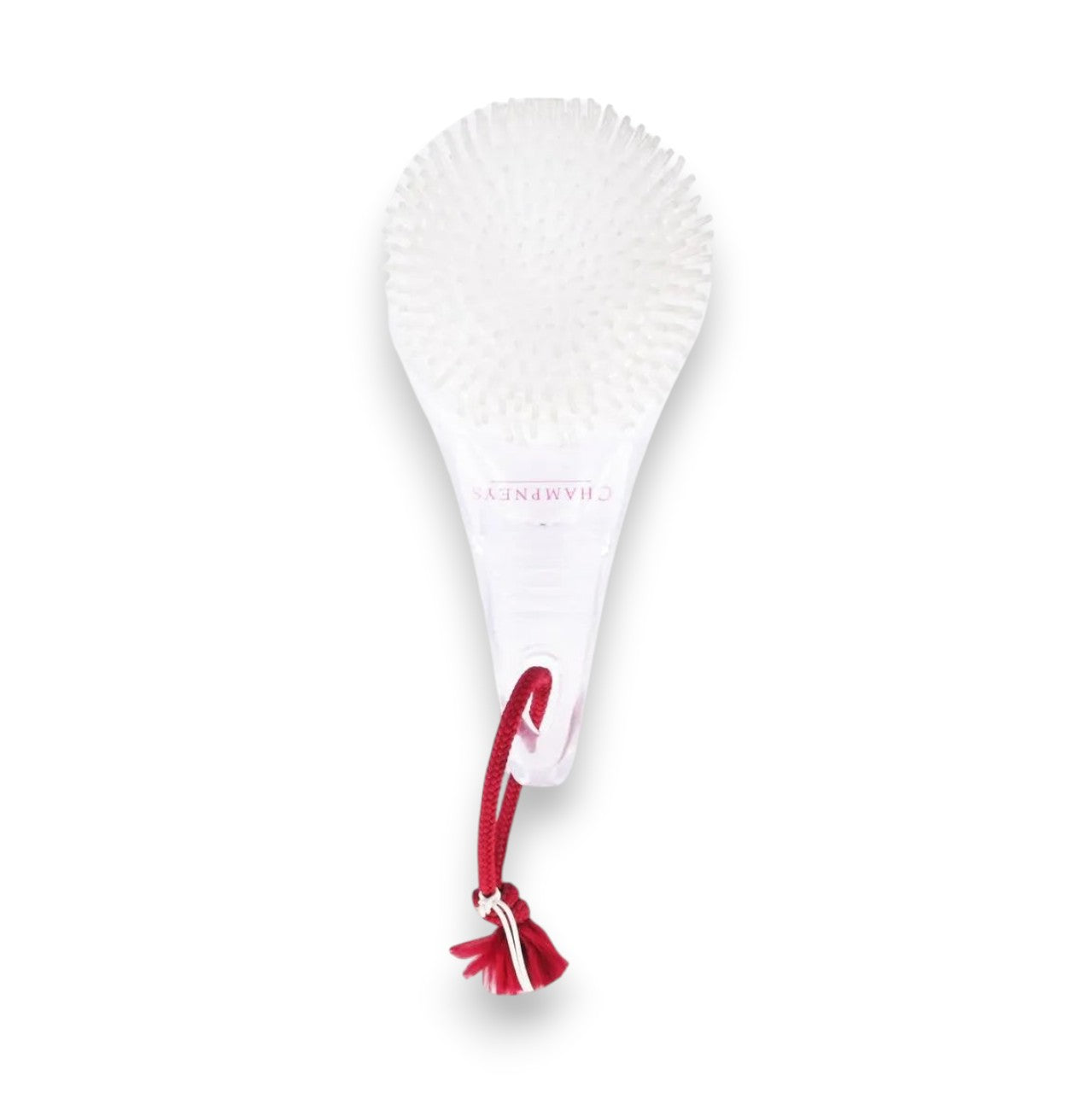 Said Salem Wessen foot cleansing brush with soft bristles, ergonomic handle, and a red hanging rope for storage.