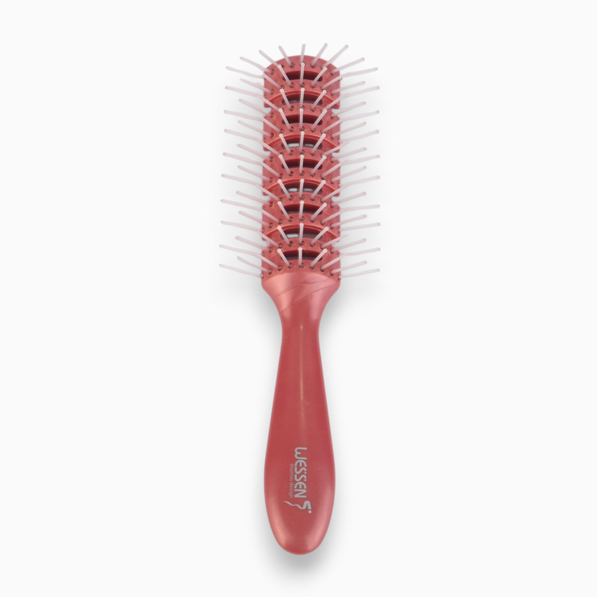 Said Salem Wessen pink vented round hairbrush with precision bristles for detangling and styling all hair types
