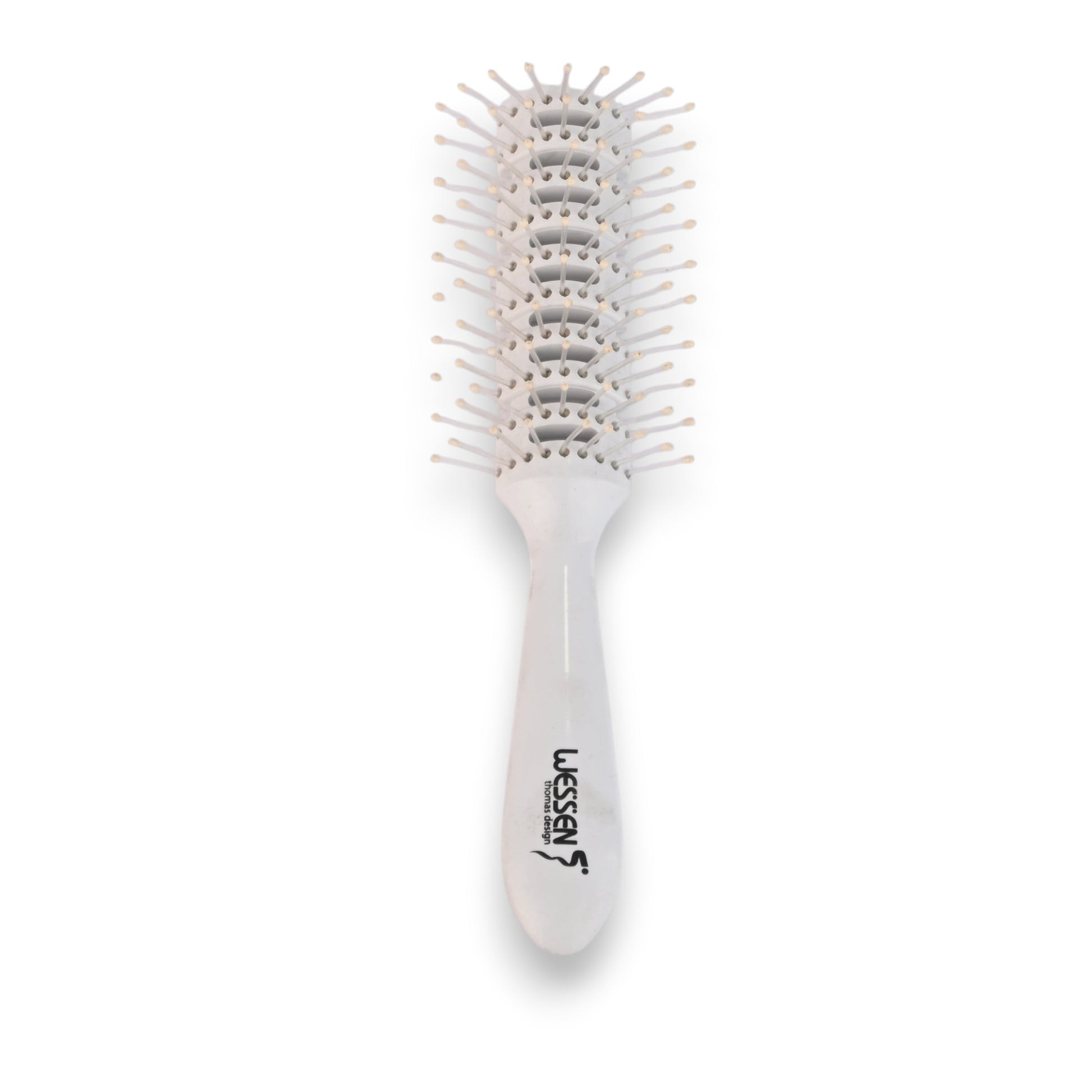 Said Salem Wessen large round hairbrush in white with precision-spaced bristles for volume and detangling