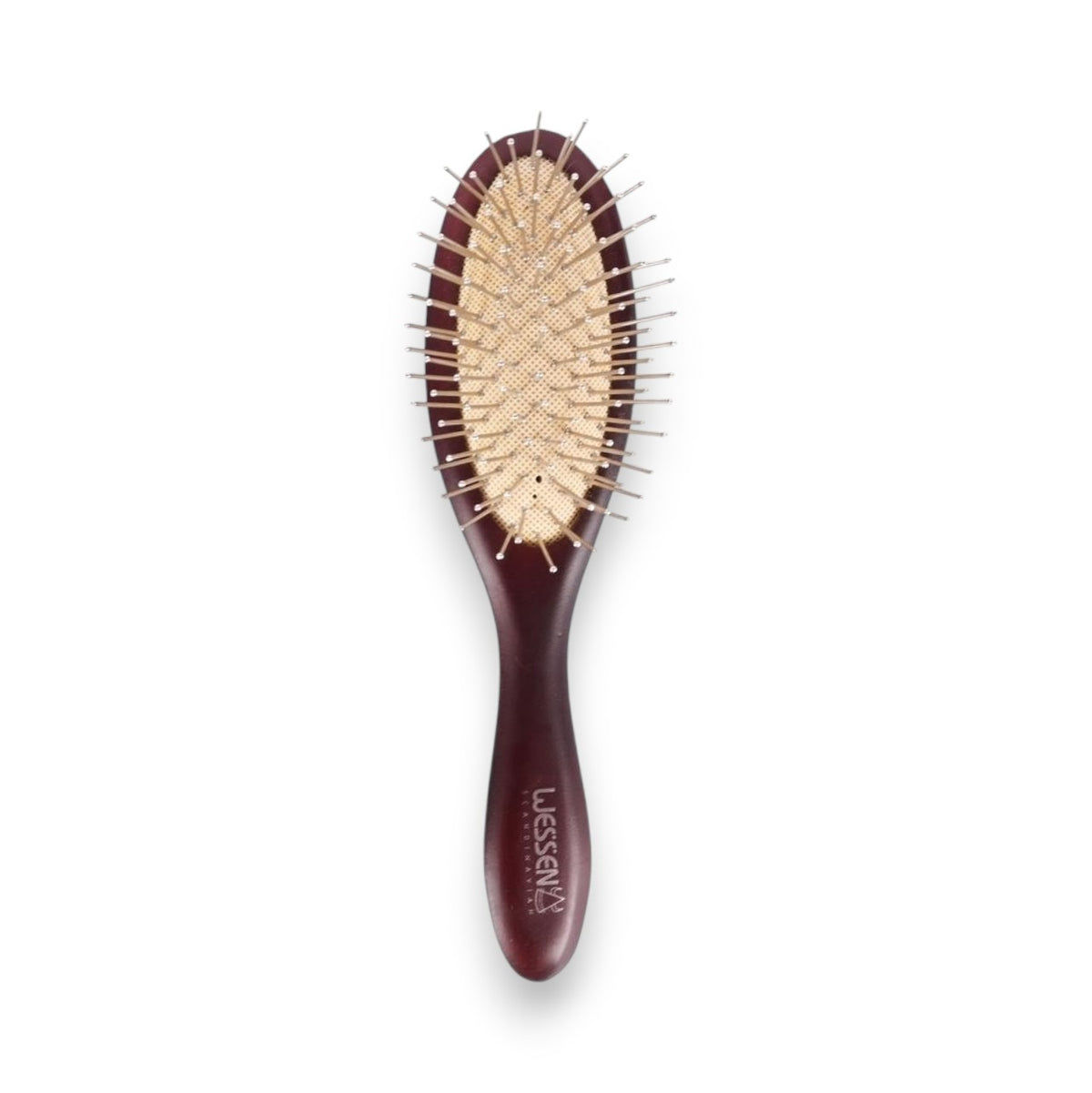 Said Salem Wessen wooden hair brush with rounded bristles for gentle detangling and a smooth, ergonomic handle.