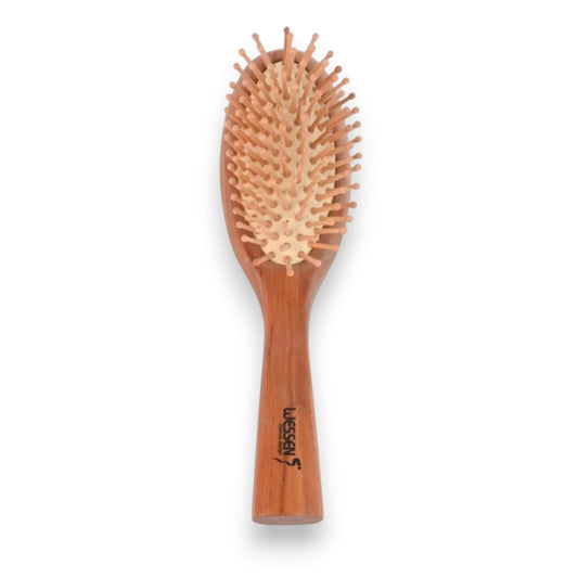 Said Salem Wessen wooden hair brush with ergonomic handle and detangling pins for smooth styling