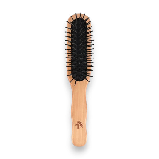 Said Salem Wessen rectangular wooden hair brush with black nylon bristles for gentle detangling