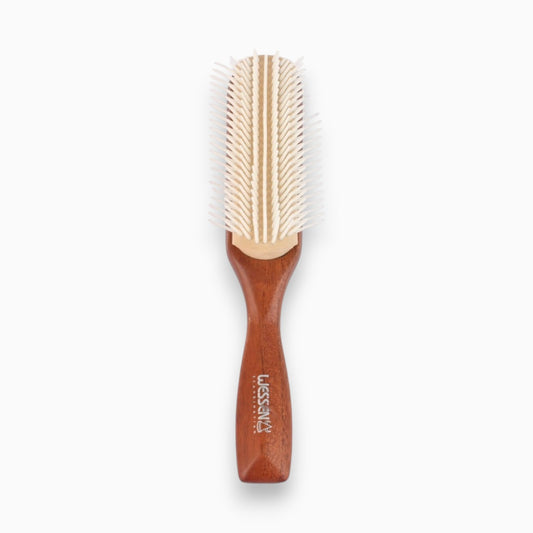 Said Salem Wessen wooden hair brush with a detangling comb-like design and ergonomic handle for smooth styling