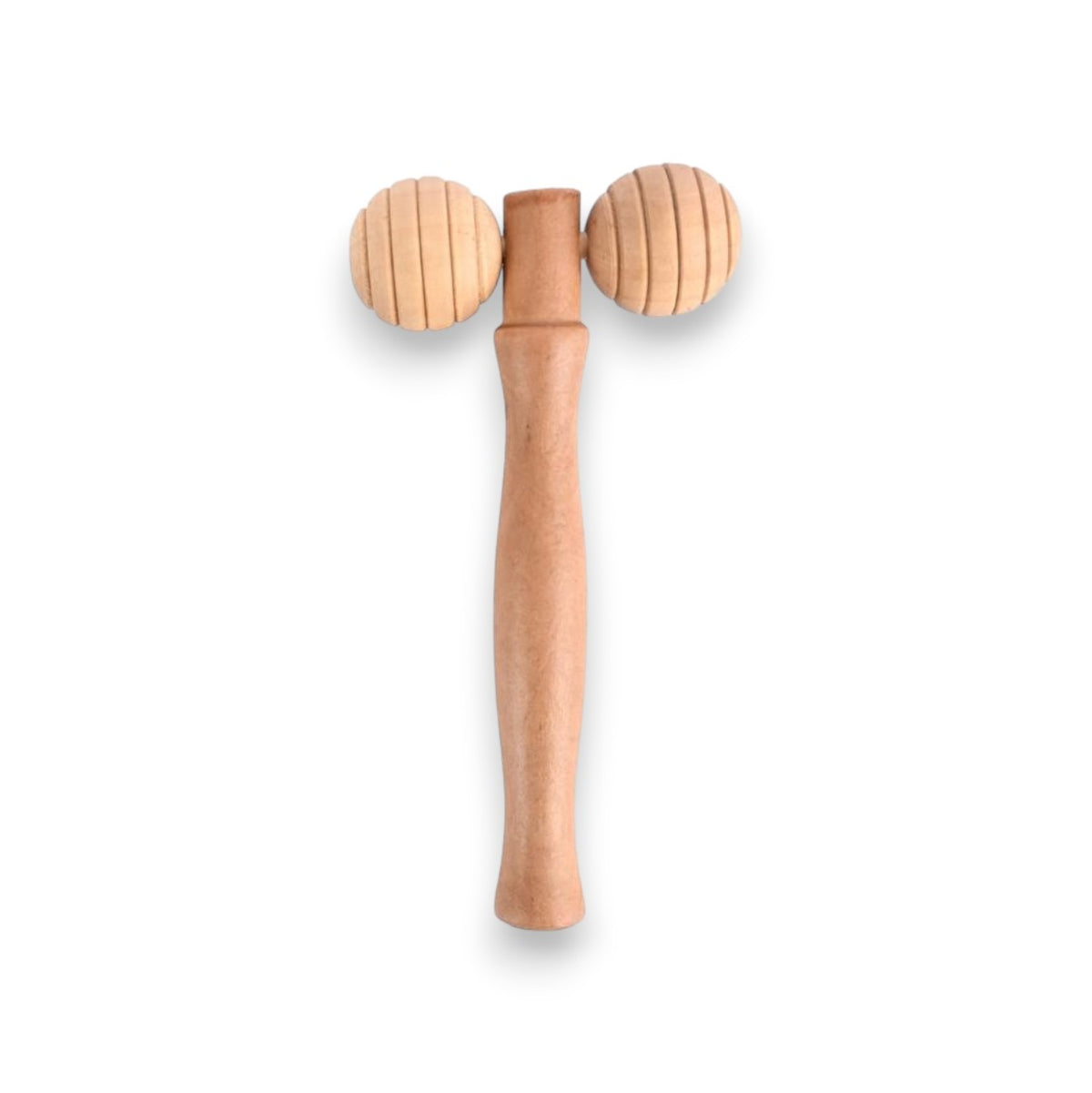Said Salem Wessen wooden massage roller with two rounded textured rollers and an ergonomic handle for muscle relief
