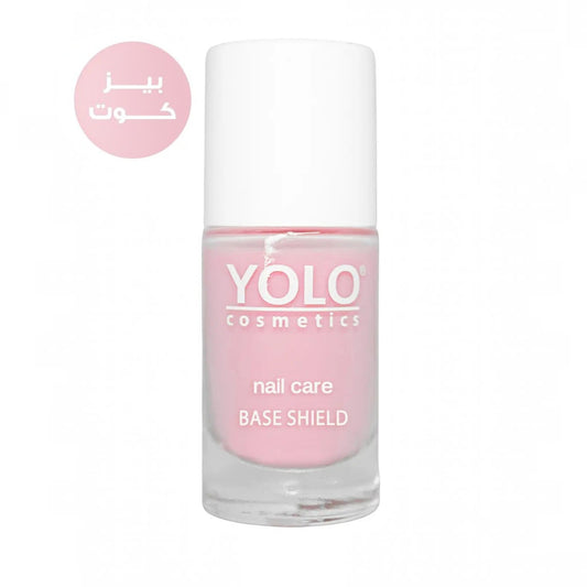 Said Salem YOLO Base Shield nail polish in a clear glass bottle with a white cap for strengthening and protection.