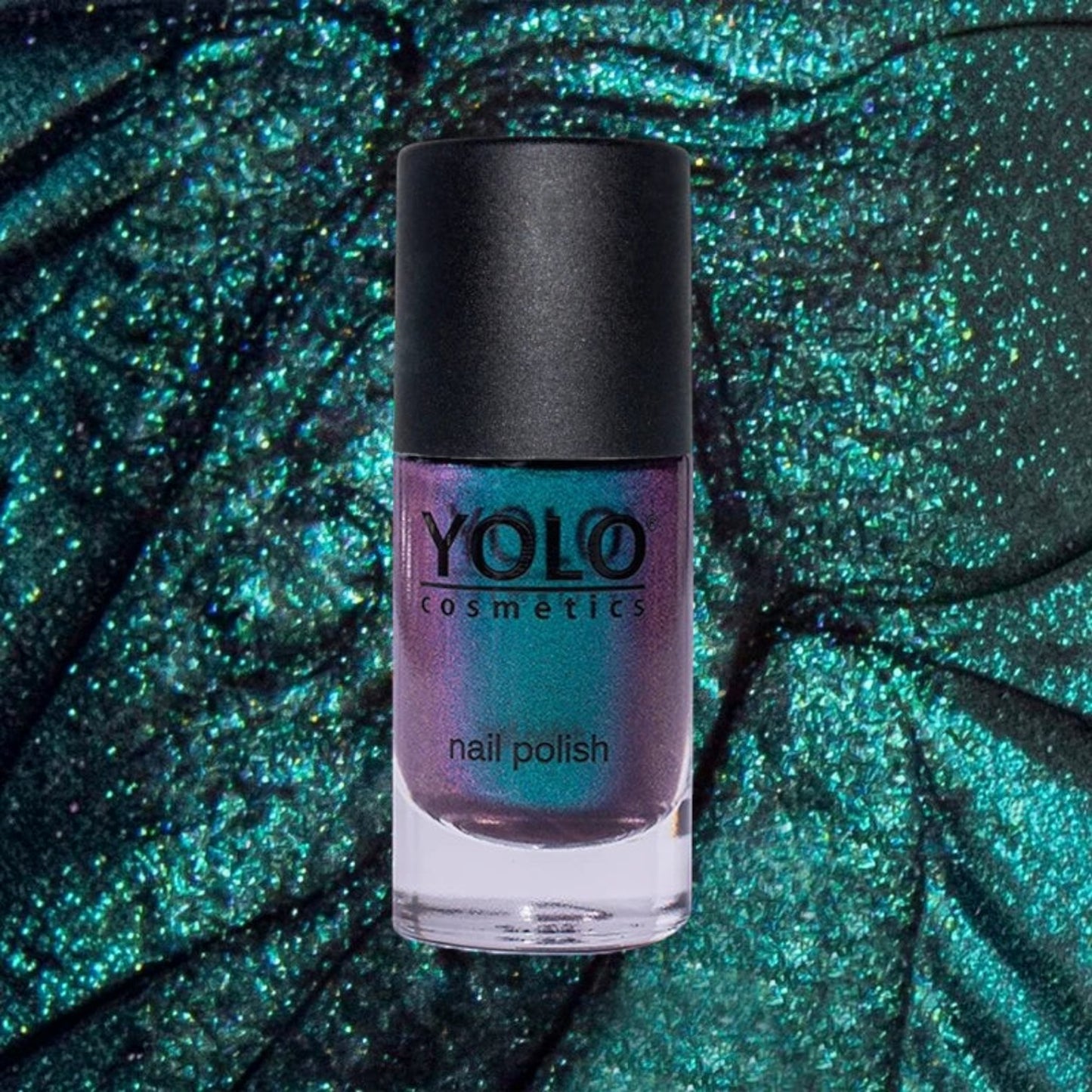 Said Salem YOLO Blue nail polish bottle featuring a vibrant teal and purple duochrome shimmer finish.