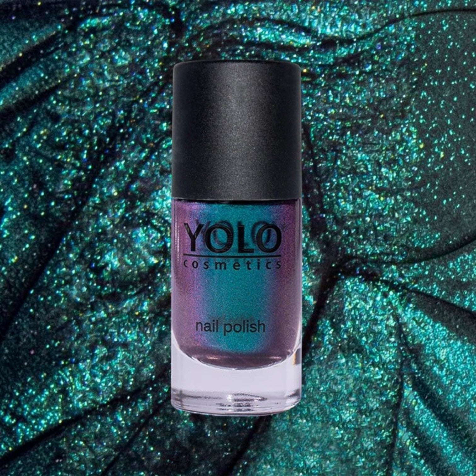 Said Salem YOLO Blue nail polish bottle featuring a vibrant teal and purple duochrome shimmer finish.