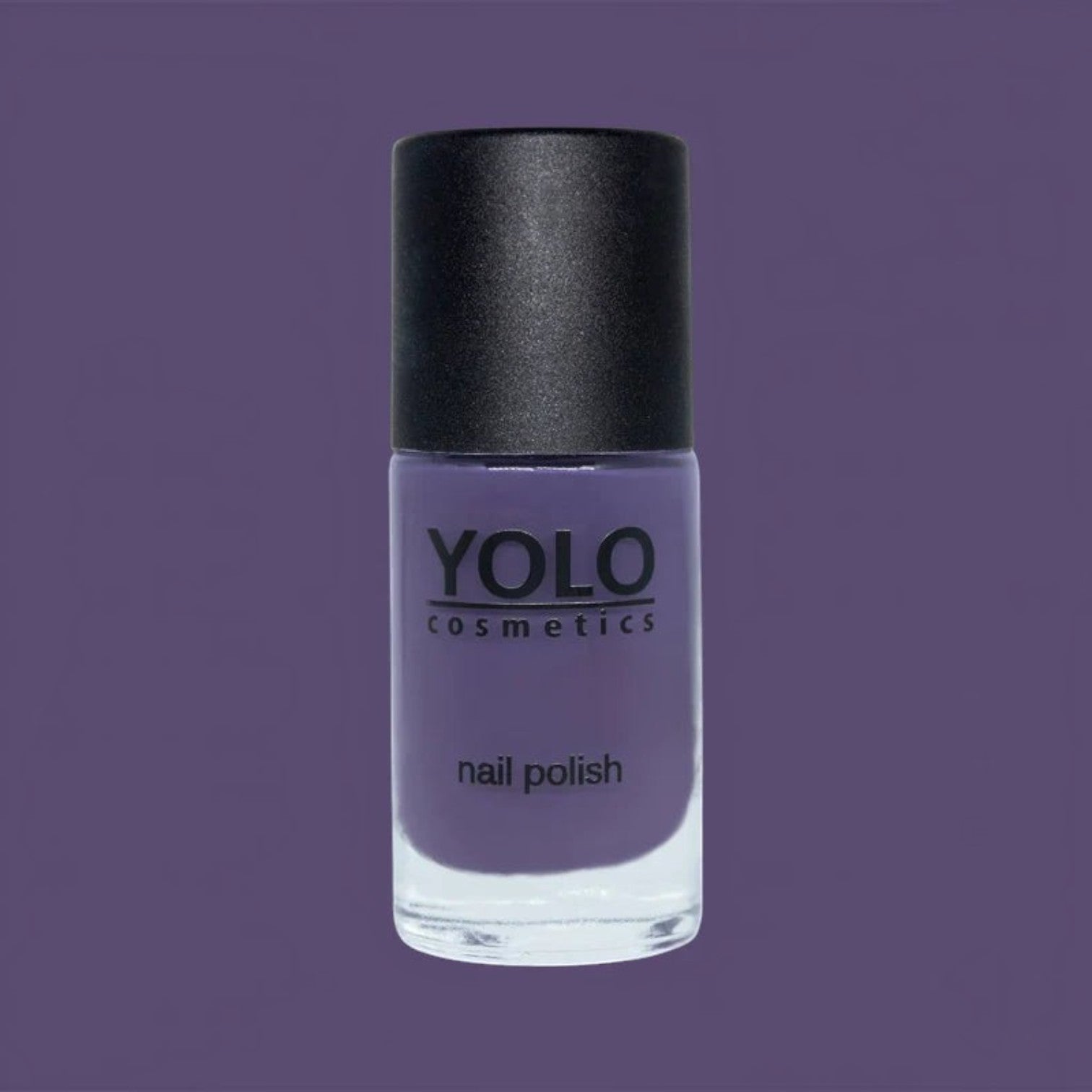 Said Salem YOLO Blue nail polish in a deep purple crème shade with a black cap in a glass bottle