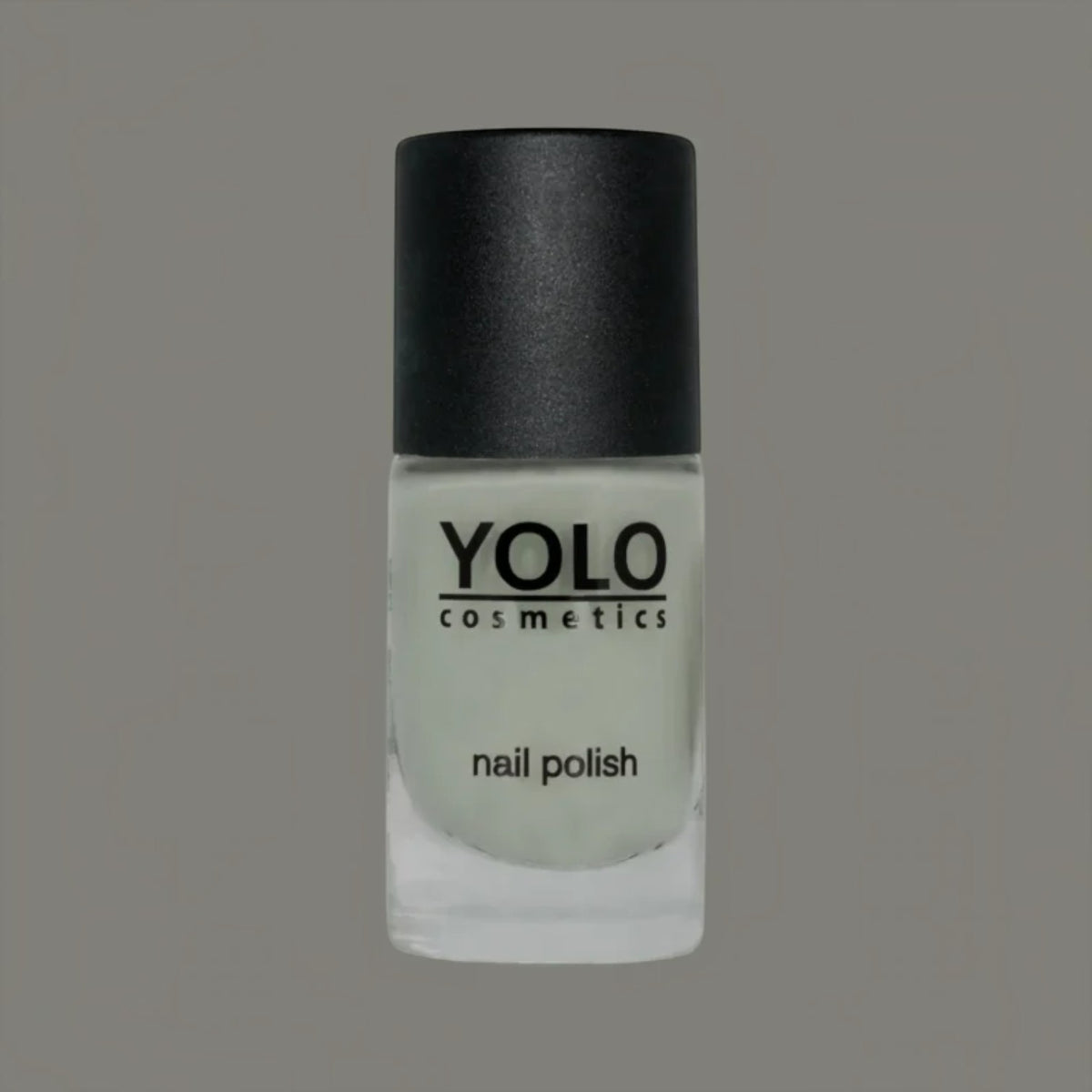 Said Salem YOLO Gray nail polish in a soft dove gray shade with a sleek black cap and professional glass bottle.