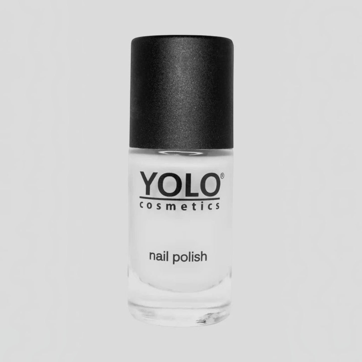 Said Salem YOLO Gray nail polish bottle with a clear glass finish and black cap against a neutral background