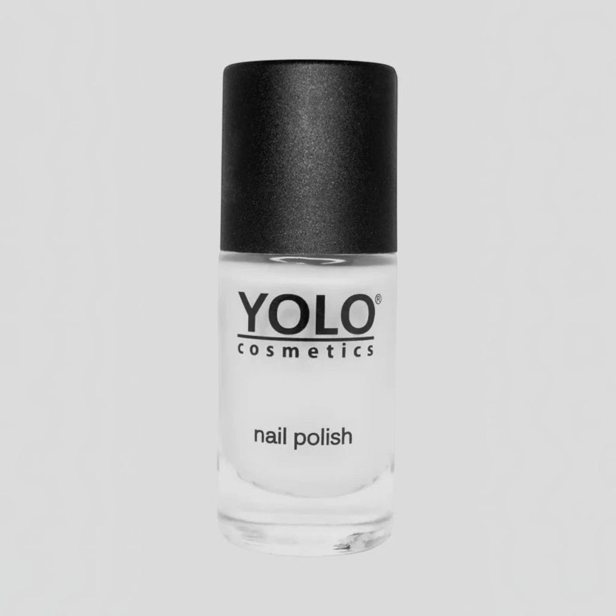 Said Salem YOLO Gray nail polish bottle with a clear glass finish and black cap against a neutral background
