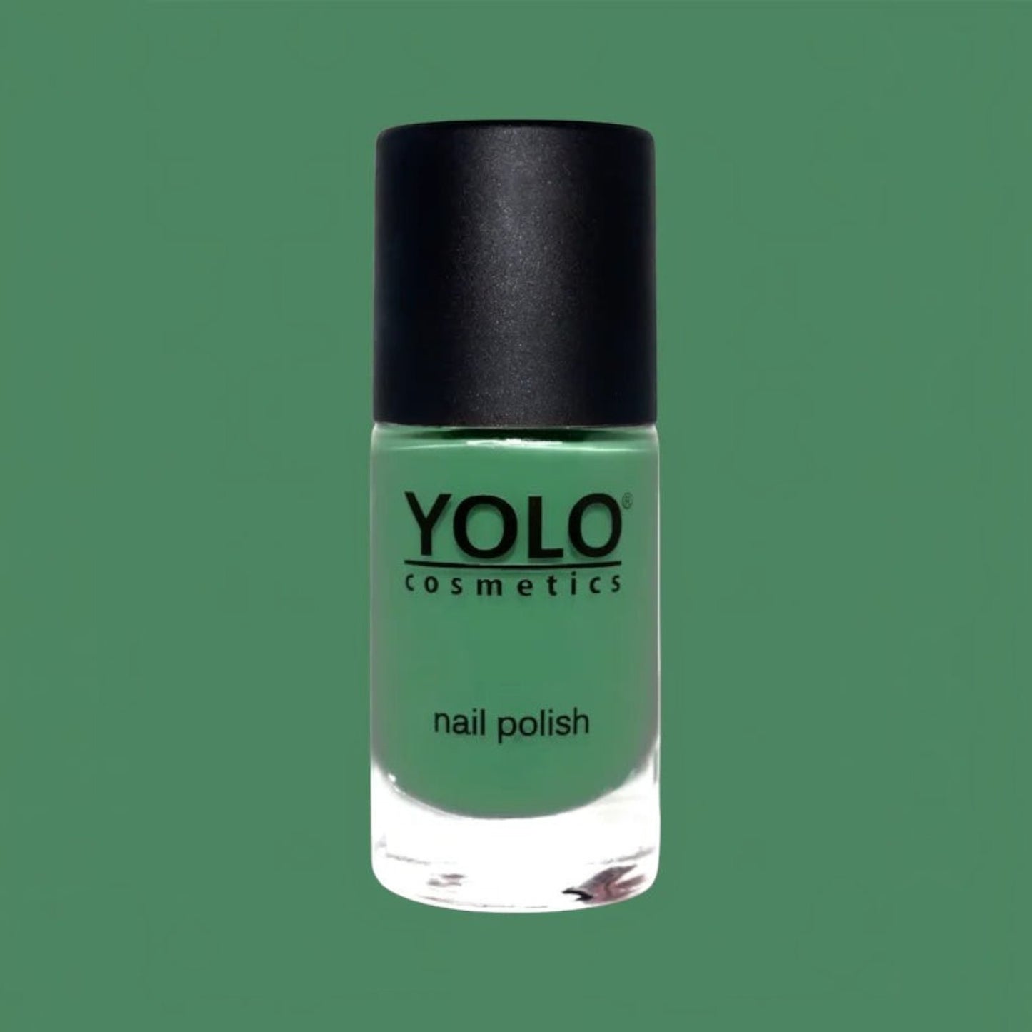 Said Salem YOLO Green nail polish bottle with a vibrant forest green shade and a sleek black cap.