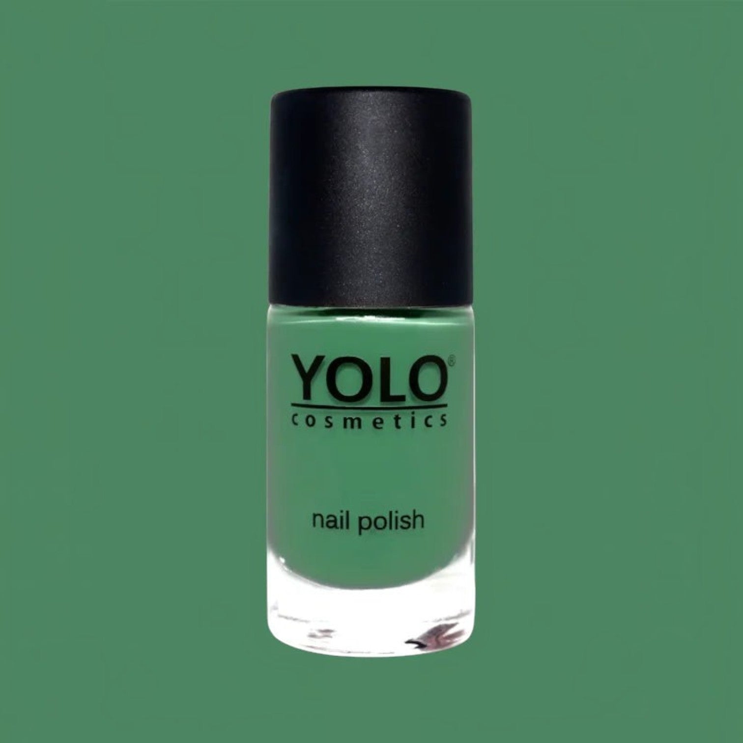 Said Salem YOLO Green nail polish bottle with a vibrant forest green shade and a sleek black cap.