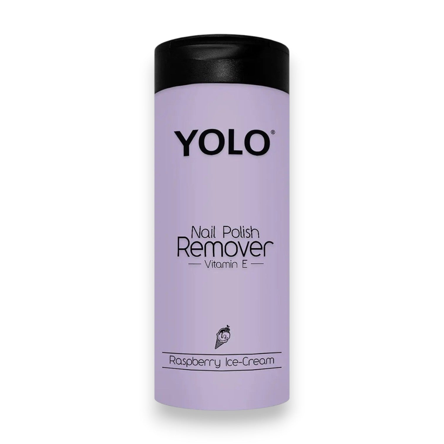 Said Salem YOLO raspberry ice-cream scented nail polish remover in a light purple bottle with Vitamin E