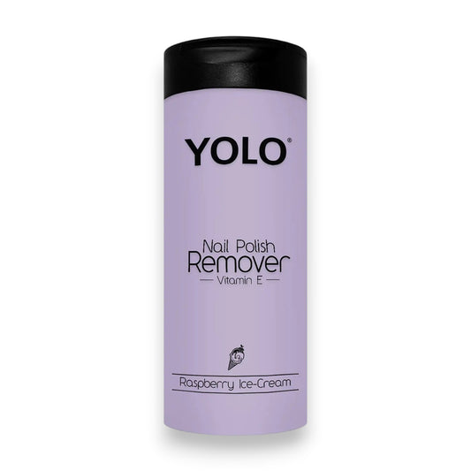 Said Salem YOLO raspberry ice-cream scented nail polish remover in a light purple bottle with Vitamin E
