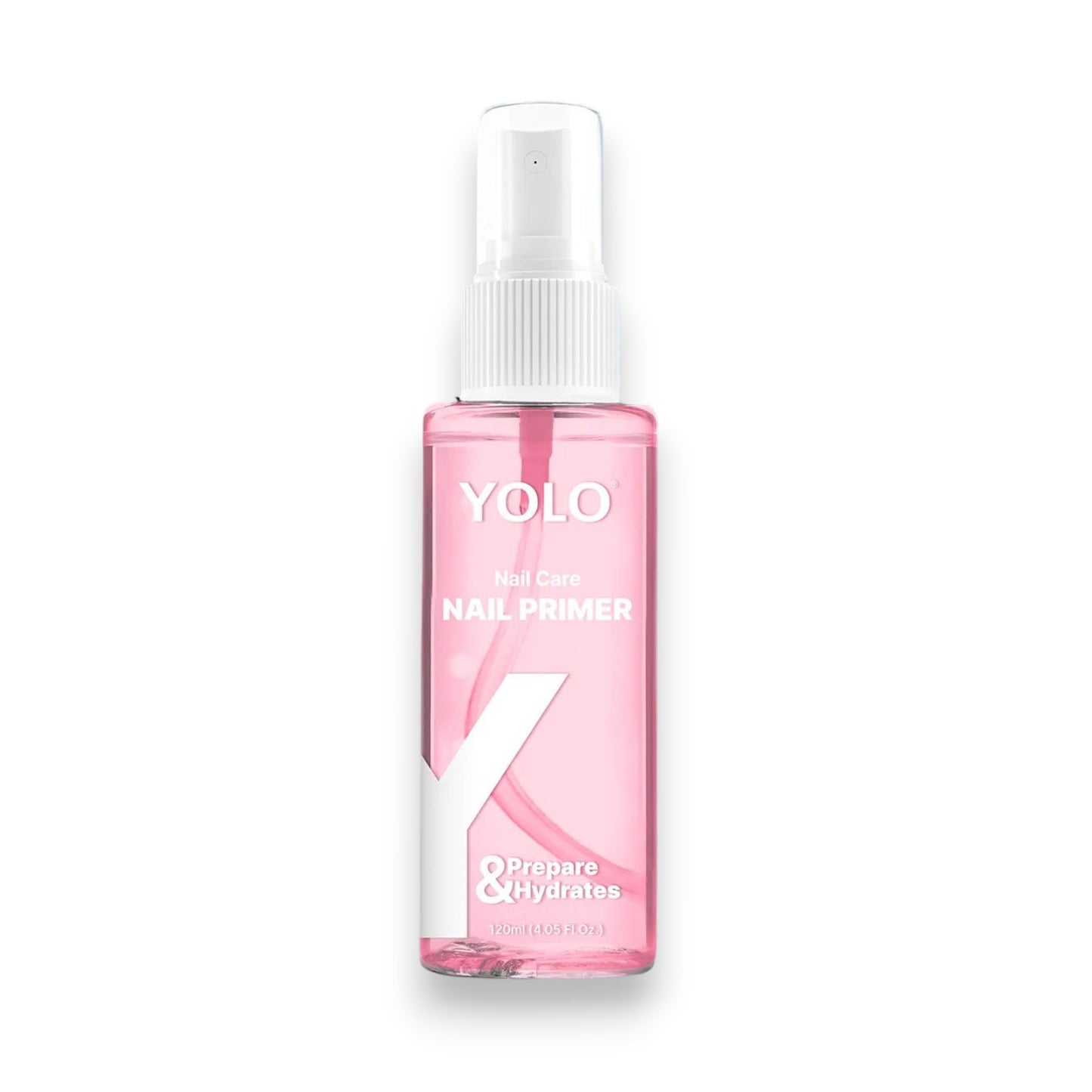 Said Salem YOLO Nail Primer in a pink spray bottle for hydrating and prepping nails for a long-lasting manicure.