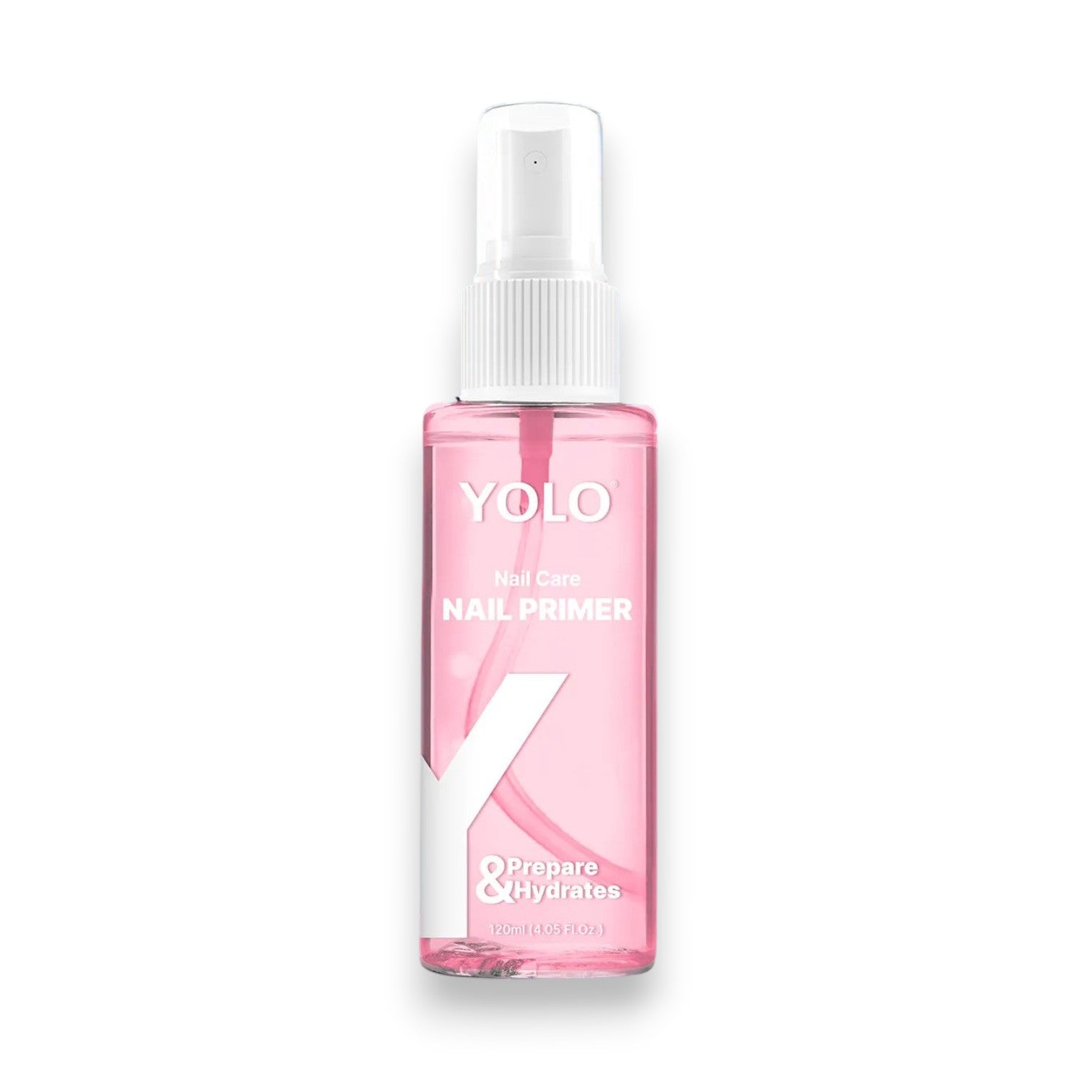 Said Salem YOLO Nail Primer in a pink spray bottle for hydrating and prepping nails for a long-lasting manicure.