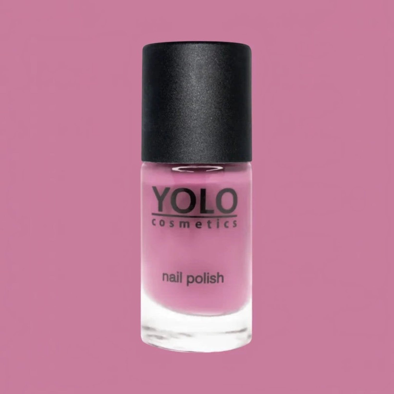 Said Salem YOLO Pink nail polish bottle with a creamy mauve-pink finish and a sleek black cap.