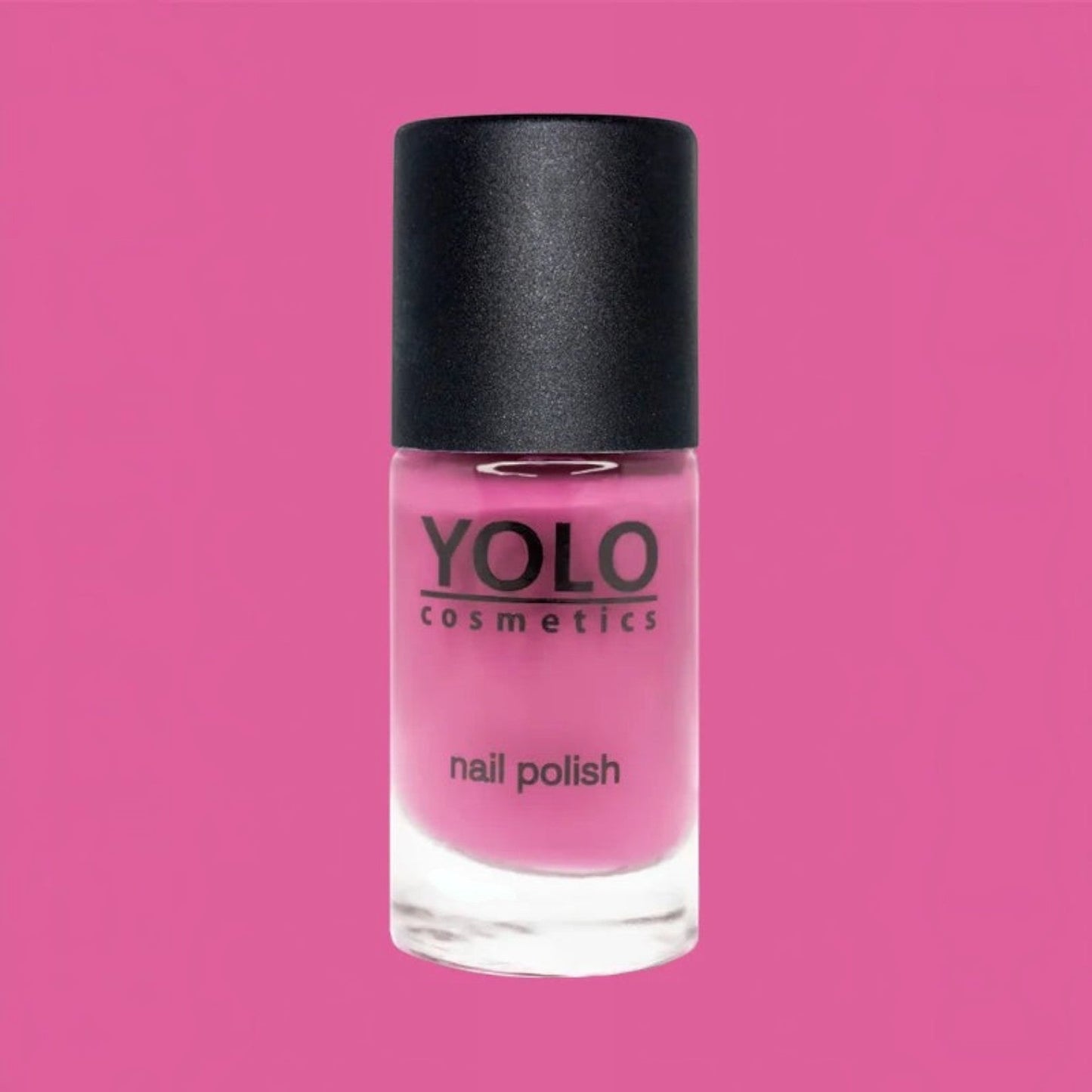 Said Salem YOLO Pink nail polish in a vibrant magenta shade with a professional glossy finish in a glass bottle.