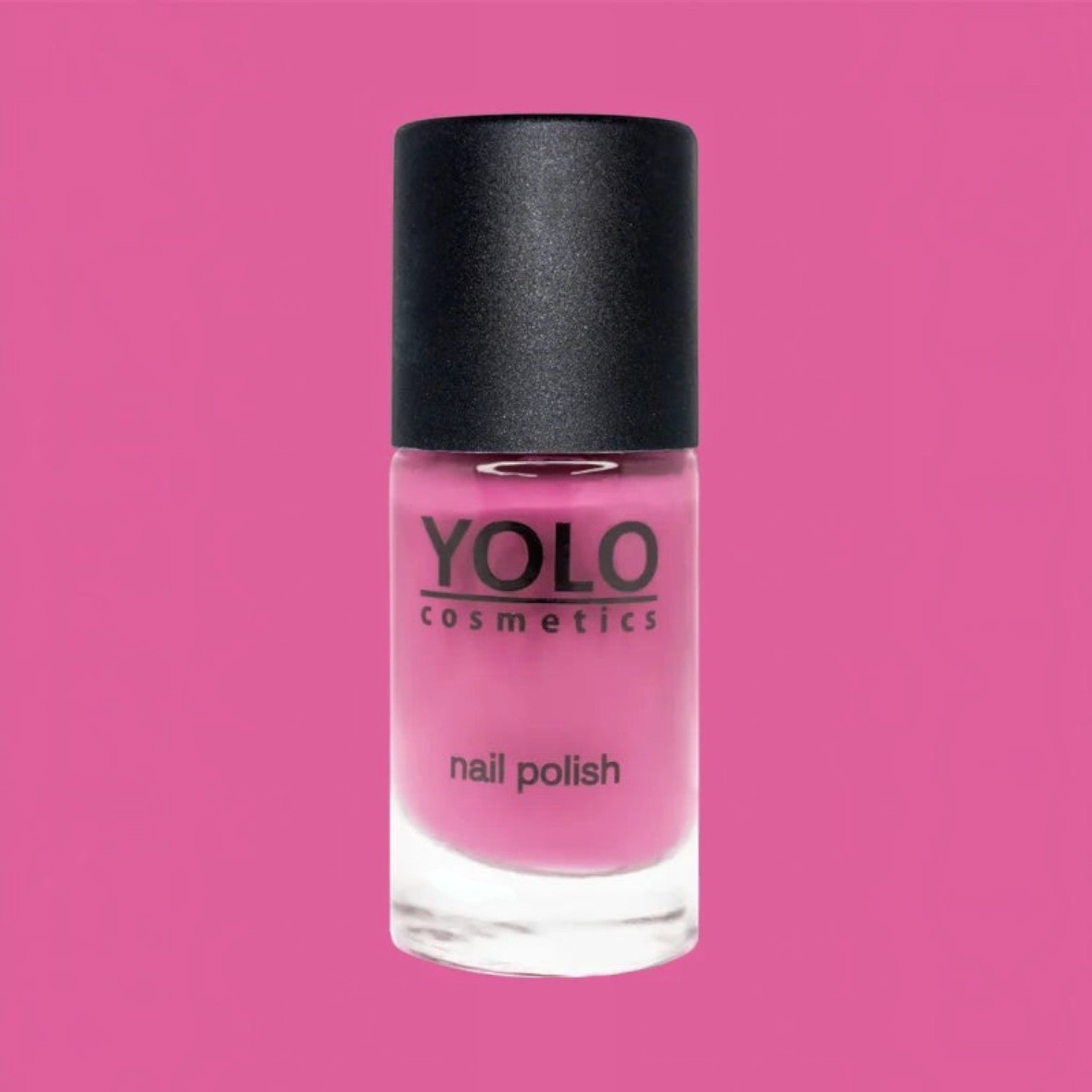 Said Salem YOLO Pink nail polish in a vibrant magenta shade with a professional glossy finish in a glass bottle.