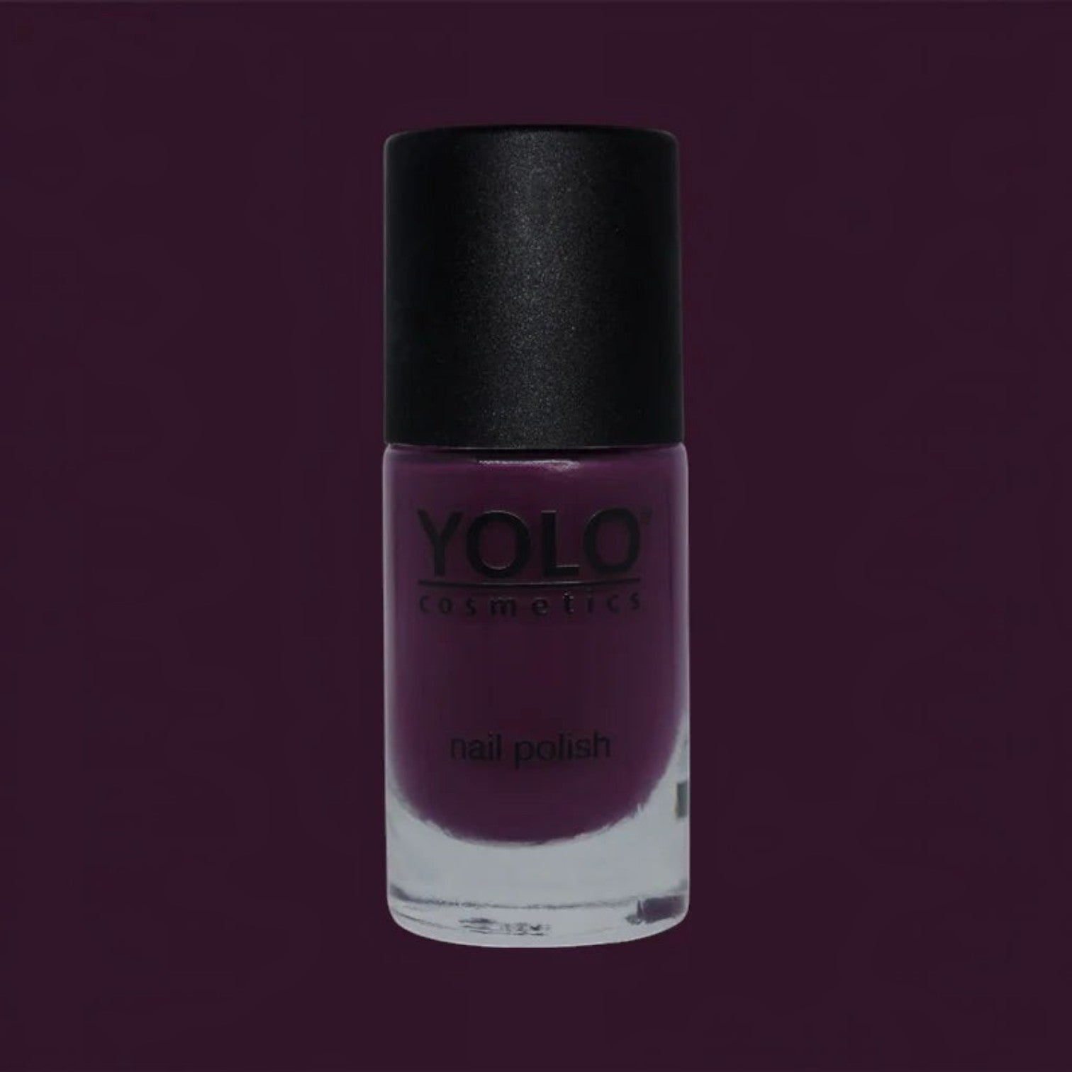 Said Salem YOLO Purple nail polish in a glass bottle with a black cap, featuring a deep, rich plum-purple shade.